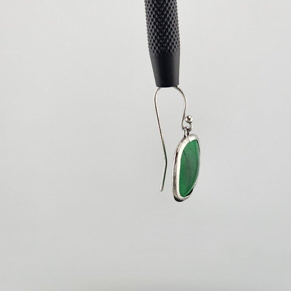 Square Green Jade Earrings in Sterling Silver 925 – Timeless & Chic - Picture 3 of 12